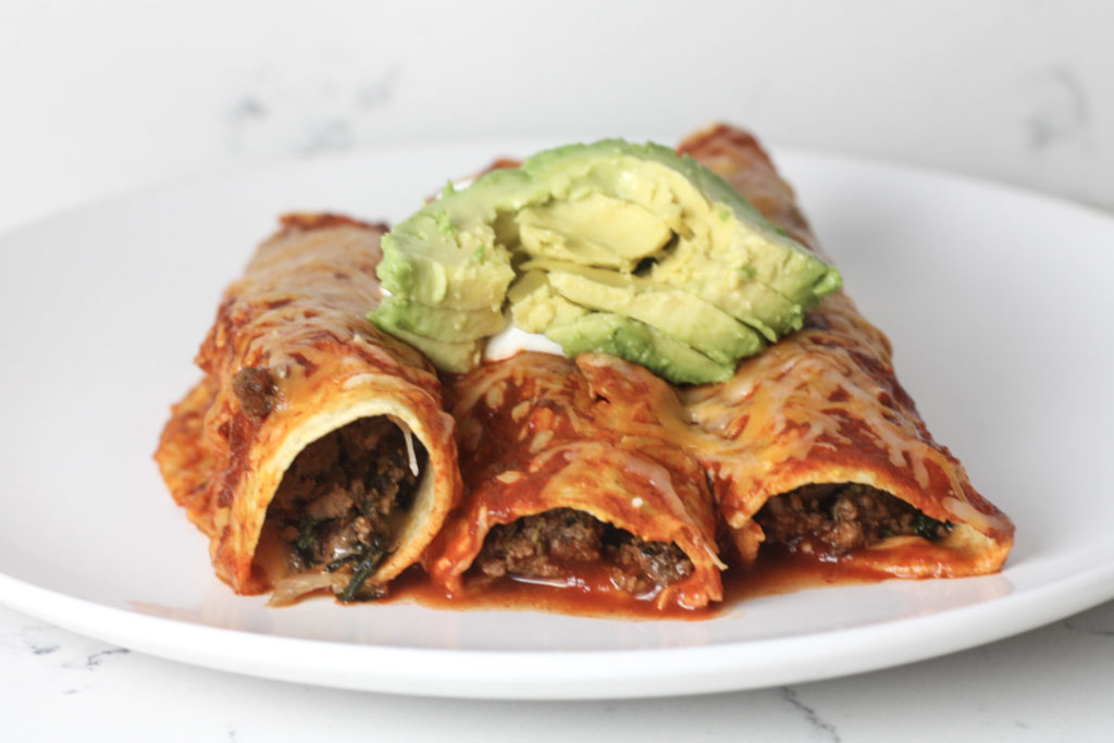 Beef & Vegetable Enchiladas recipe | Healthy enchiladas made with vegetables and ground beef | mincerepublic.com