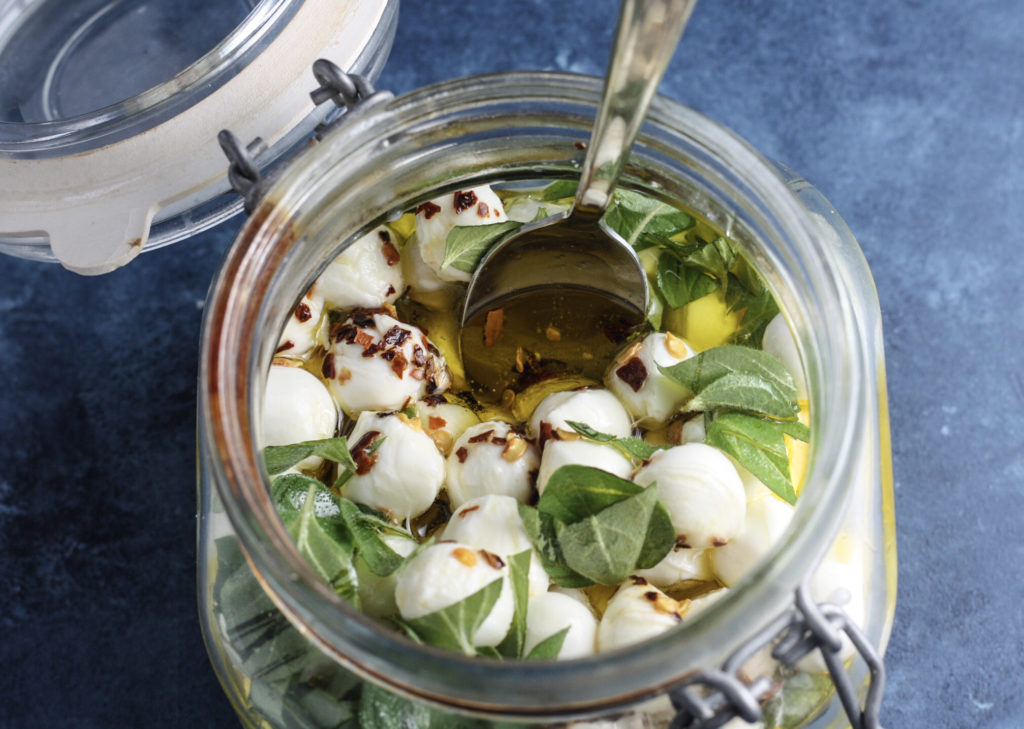 Marinated Mozzarella recipe | marinated cheese perfect for a cheese plate or charcuterie platter | mincerepublic.com