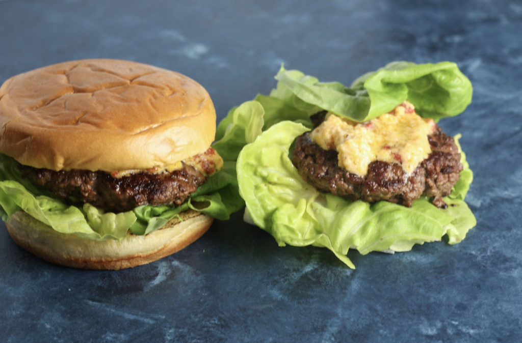 Pimento Cheese Burgers recipe | Really flavorful burger recipe with a keto / paleo / low carb option | mincerepublic.com