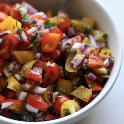 Bell Pepper Pico de Gallo recipe | Great with chips or on your favorite protein! | mincerepublic.com