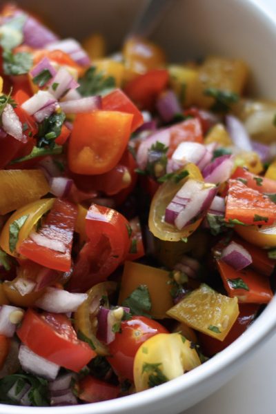 Bell Pepper Pico de Gallo recipe | Great with chips or on your favorite protein! | mincerepublic.com