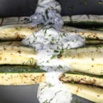 Grilled Zucchini with Yogurt Herb Sauce recipe | Great summer side dish, easy summer weeknight meal | #summerrecipes #zucchinirecipes #grilling | mincerepublic.com