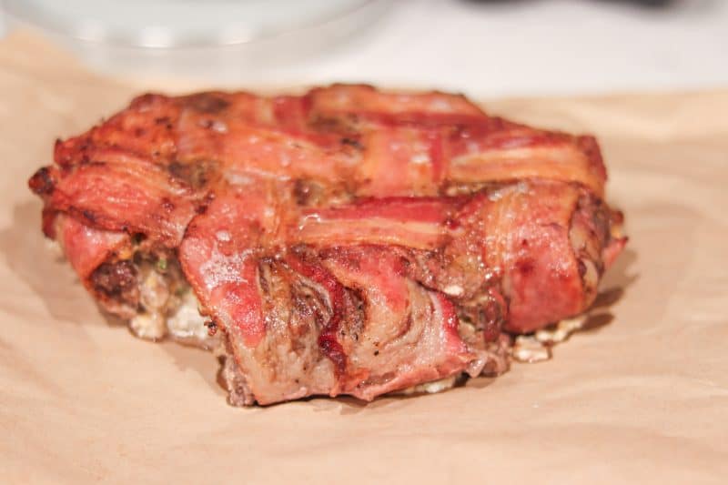Bacon Wrapped Jalapeno Popper Meatloaf | A #lowcarb and #keto friendly meatloaf wrapped in a bacon weave! | mincerepublic.com