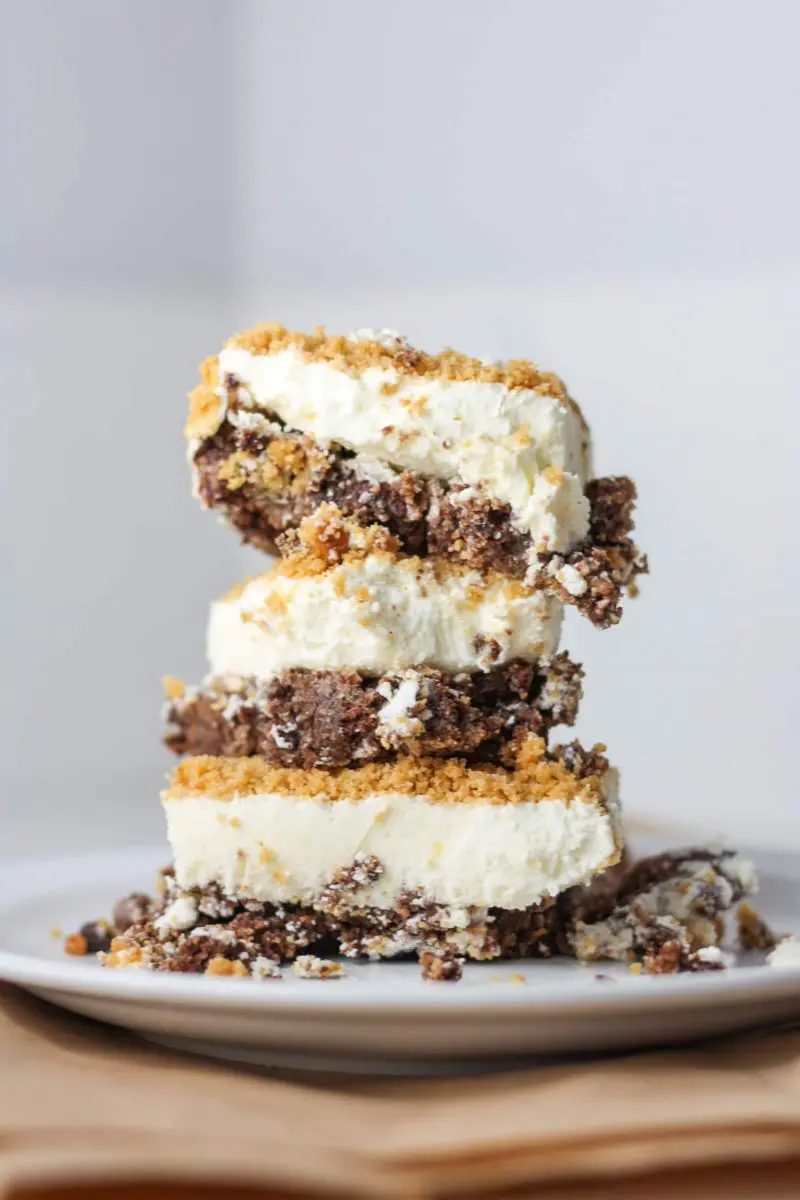 Low Carb Double Chocolate Peanut Butter Cheesecake Bars Recipe | A delicious #lowcarb #keto cheesecake with a cookie crust | mincerepublic.com