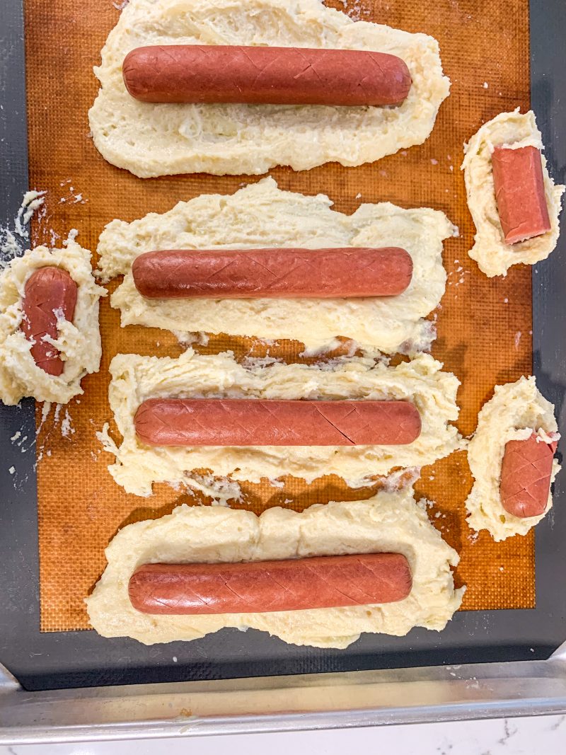 Keto Hot Dogs in Fathead Dough recipe | mincerepublic.com