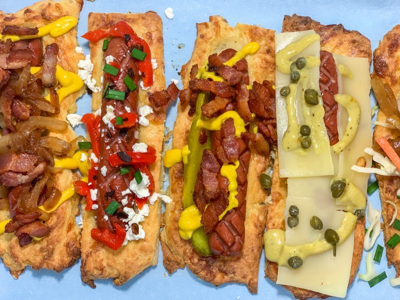 Keto Hot Dogs in Fathead Dough recipe | mincerepublic.com