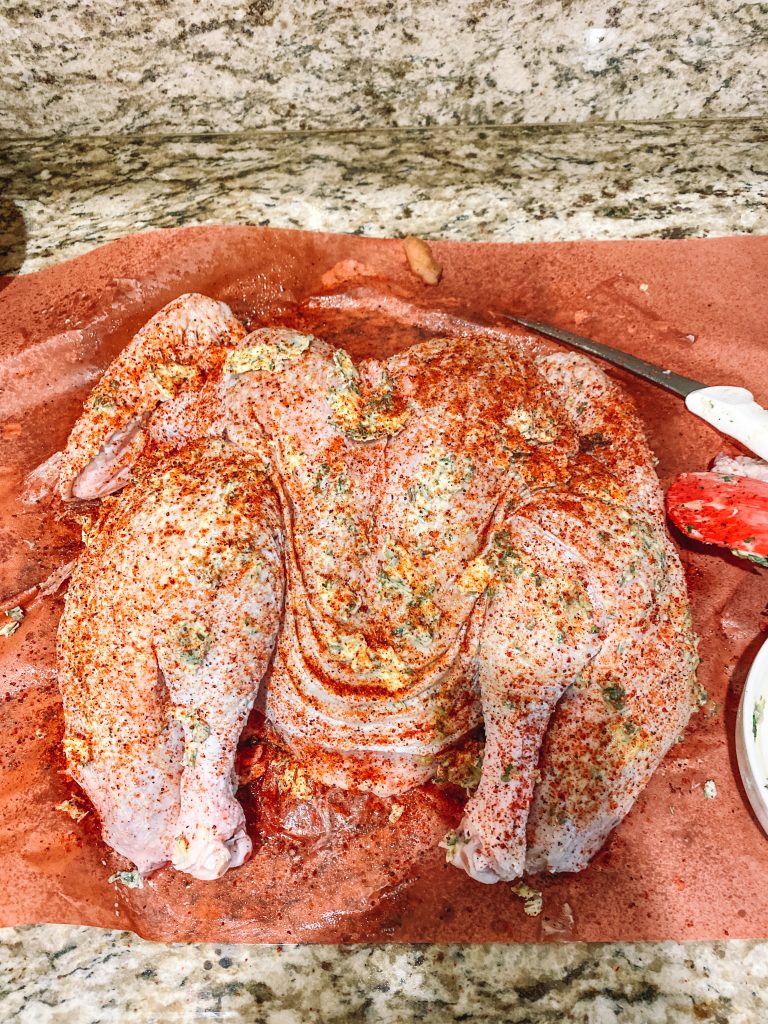seasoned spatchcock turkey