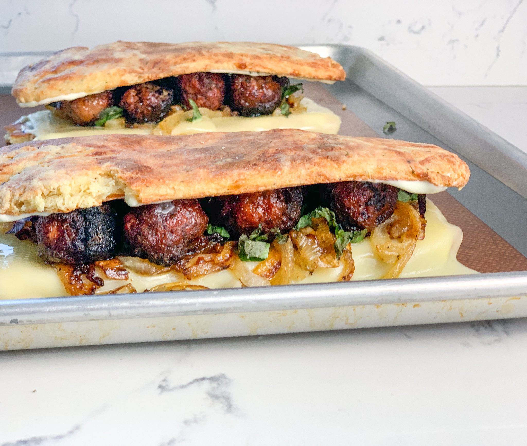 Meatball Sub Sandwich on Low Carb Bread photo from mincerepublic.com