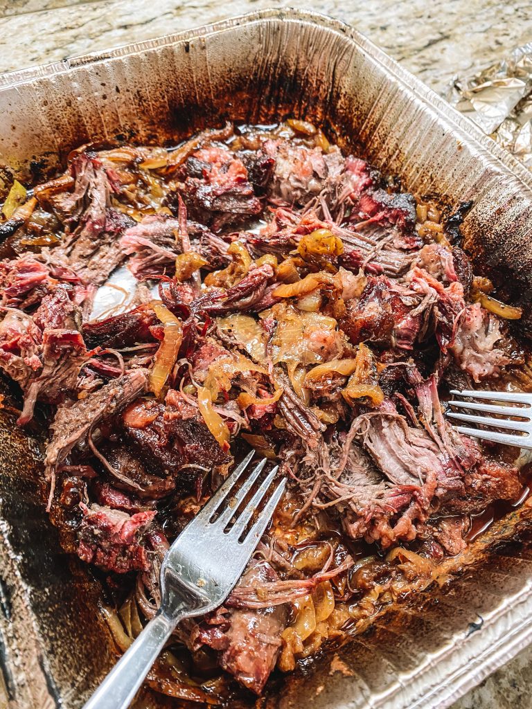 Shredded beef on sale smoker